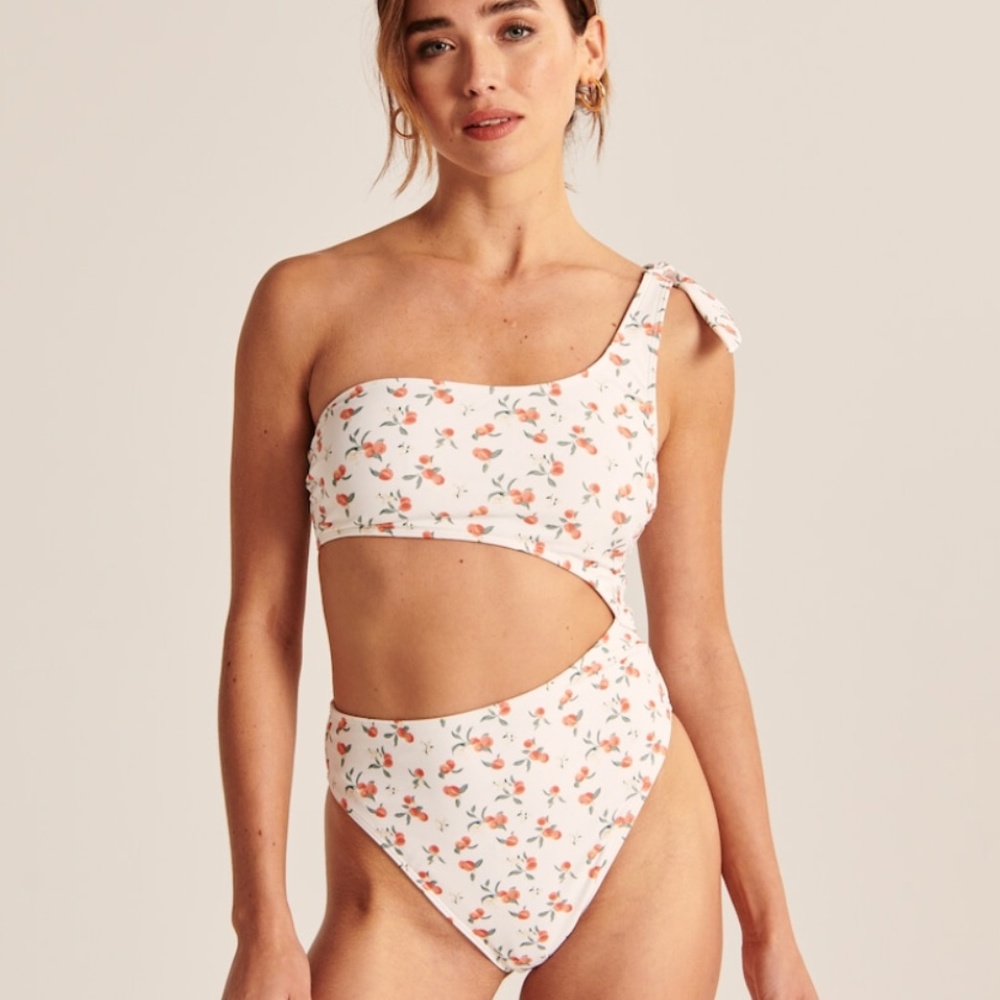 Abercrombie & Fitch Peach One Piece High Leg Cheeky Bathing Suit